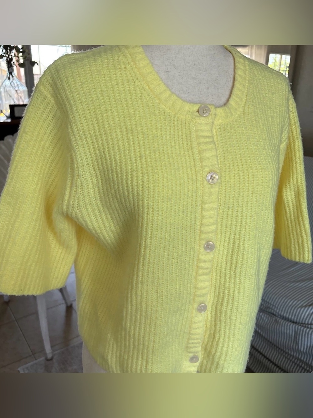 aerie Sunlit Yellow Button-Front soft knit oversized Cardigan Small